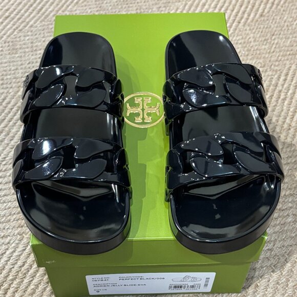 Tory Burch Shoes - Tory Burch Women Adrien Jelly Lightweight Flat Slide Sandals